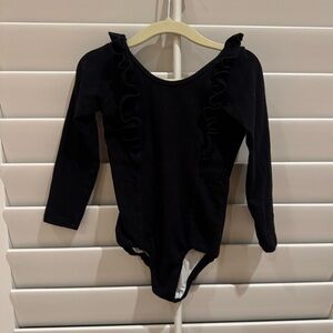 Elegant Black Ruffled Kids Bodysuit